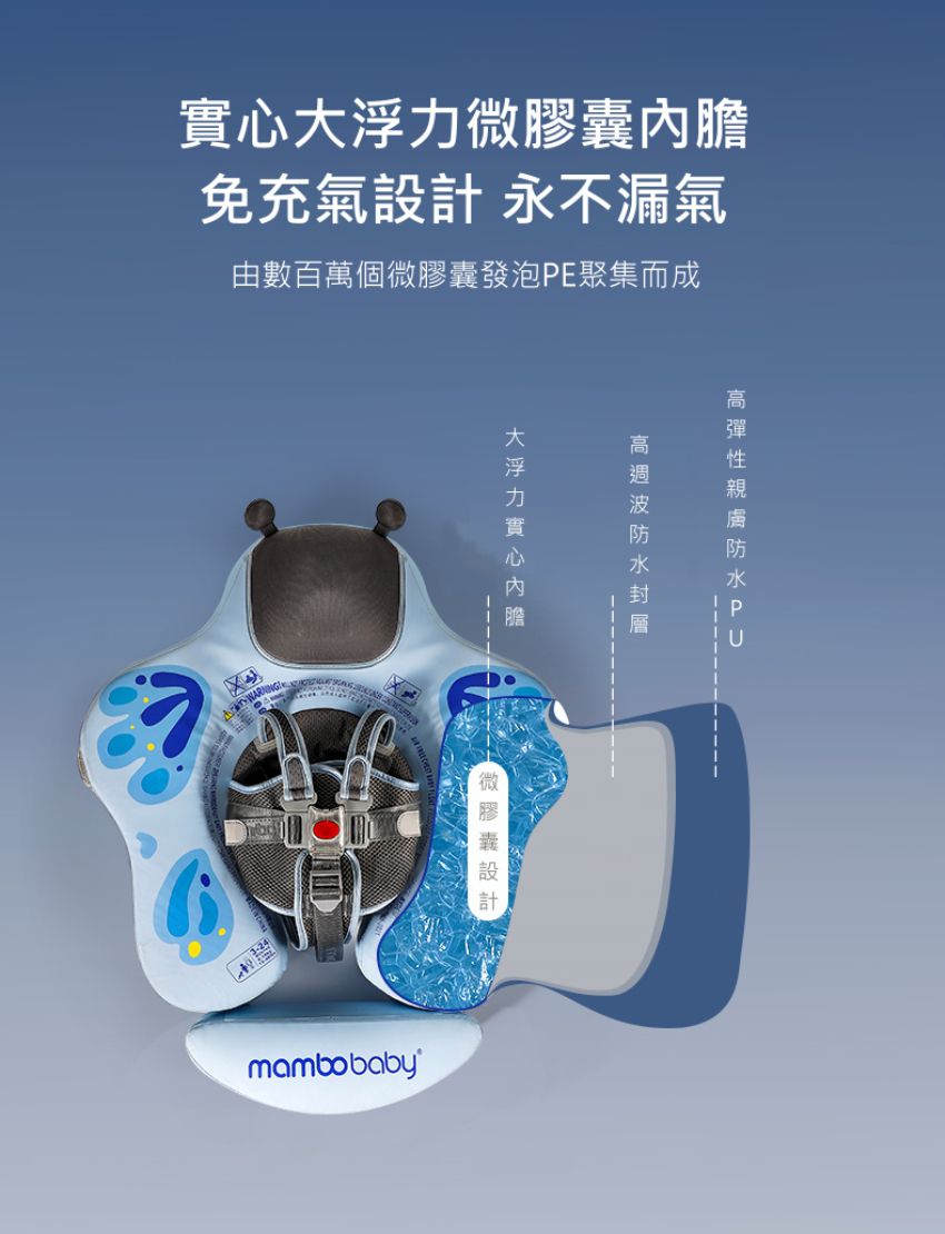 Mambobaby - 蝴蝶造型免充氣游泳趴圈(附遮陽罩)-粉色