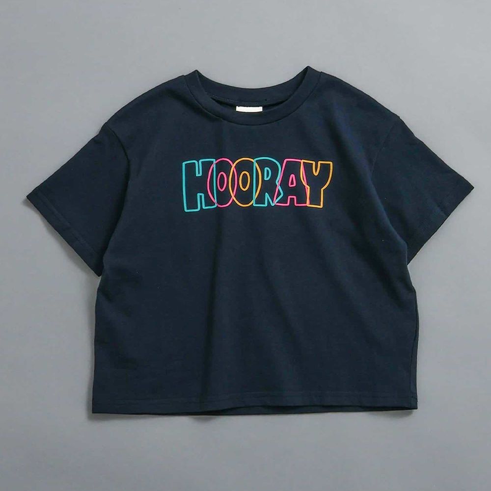 簡約帥氣logo短袖上衣-HOORAY-海軍藍
