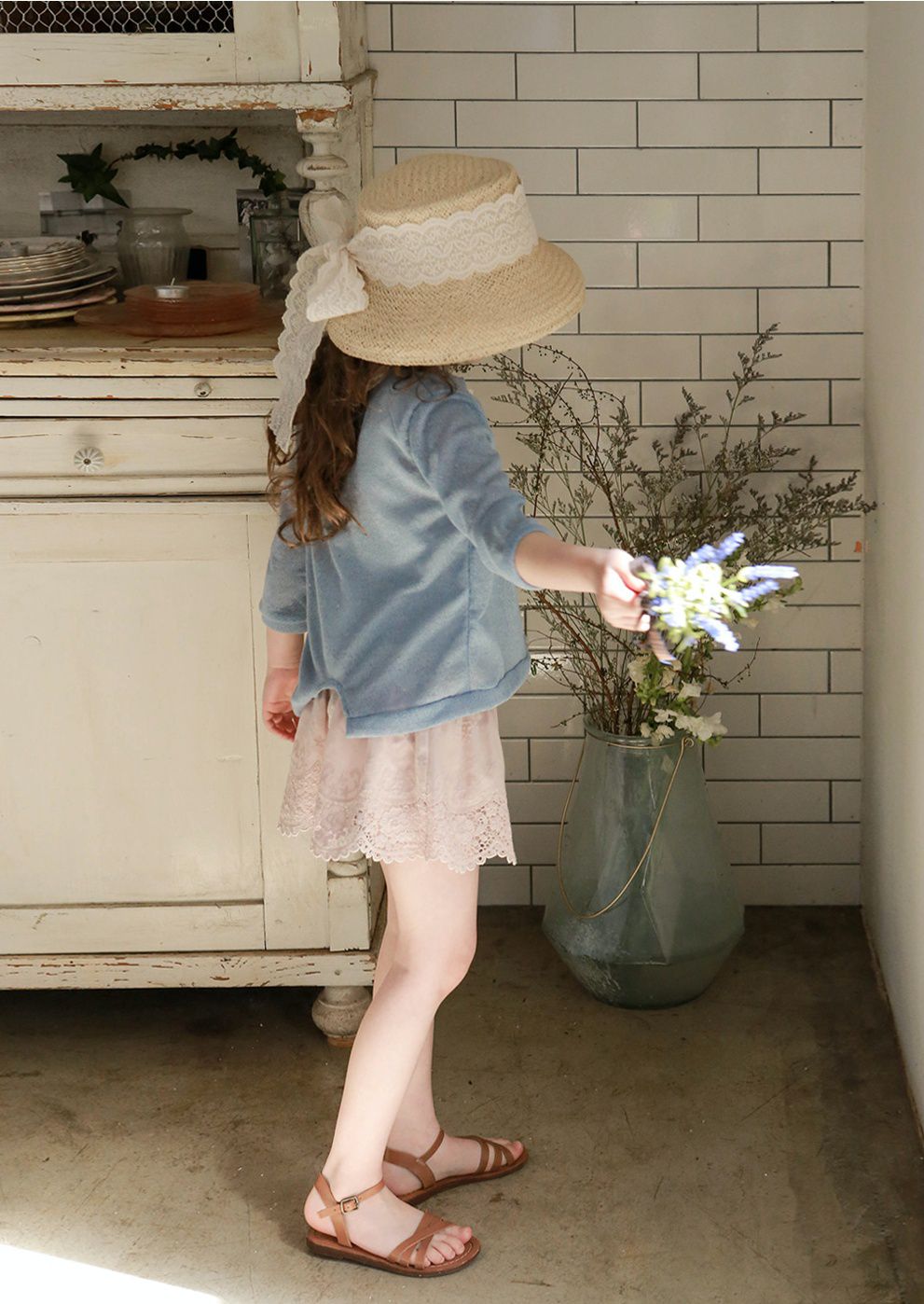 韓國 PuellaFLO - 蕾絲鏤空花瓣下襬褲裙-粉紅