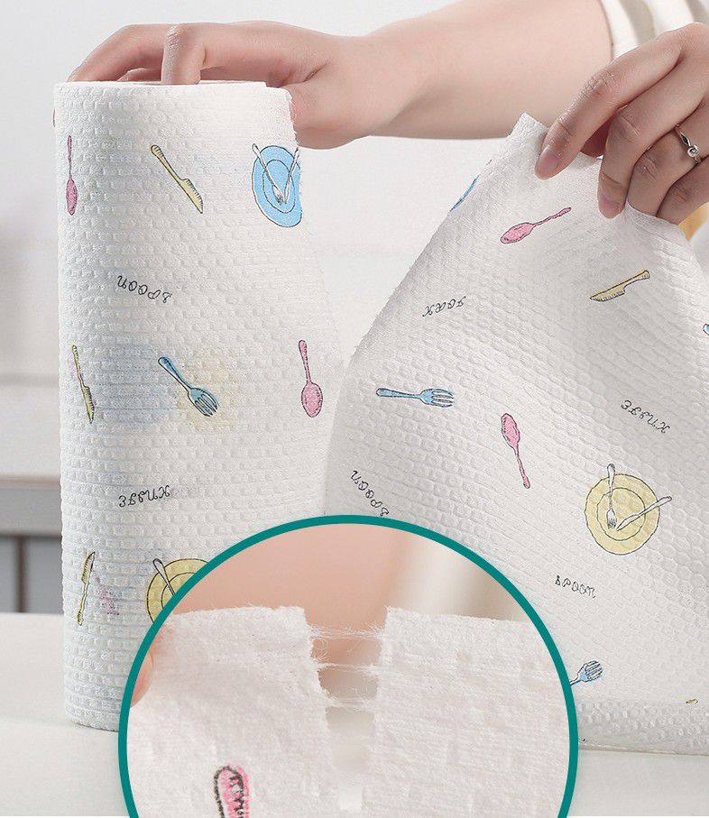 廚房懶人抹布(乾濕兩用無紡布巾)-卷筒式-純白 (約50張/卷)