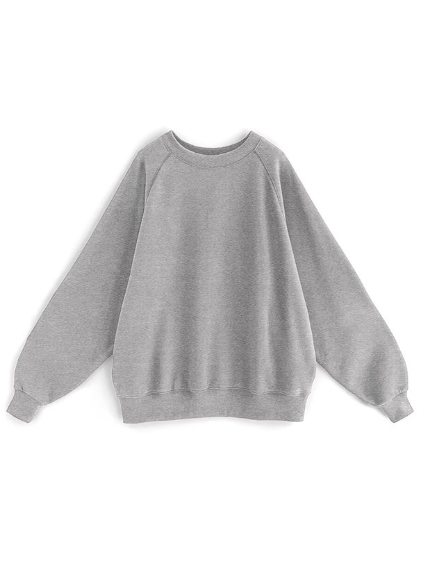 日本 GRL - 圓領內刷毛落肩長袖上衣-薰衣草 (F)