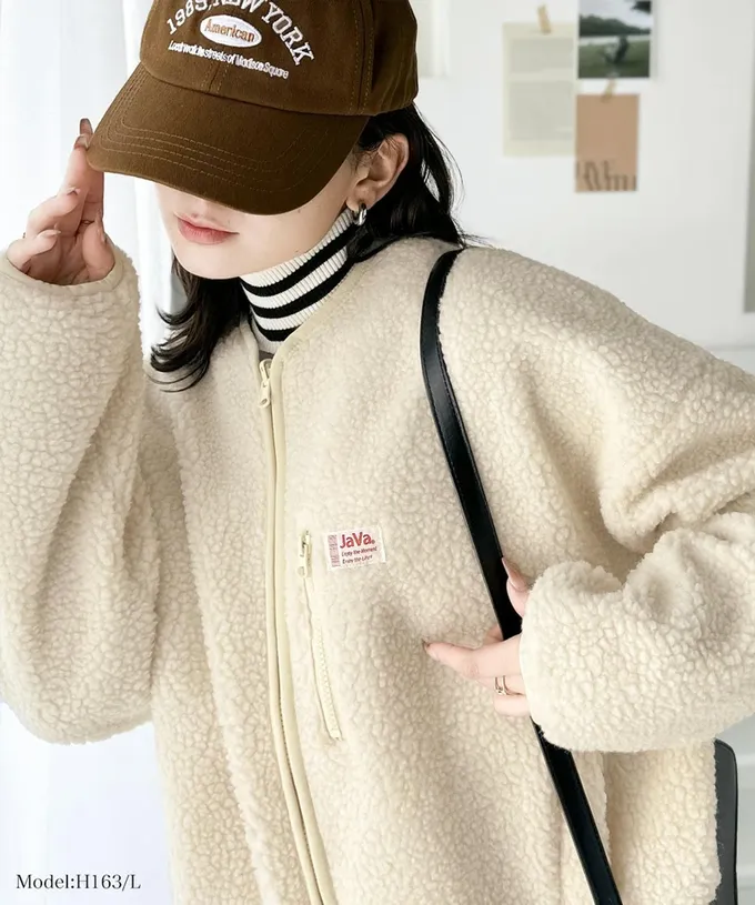 日本 Classical Elf - 2WAY泰迪熊短絨飛行外套-沙杏x黑