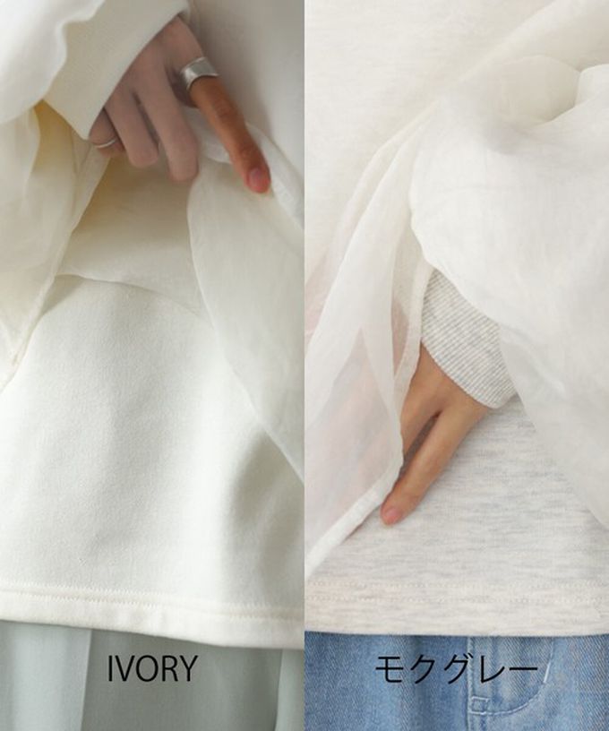 日本 Bab - 熱銷經典 薄紗層次裏毛長袖上衣-嫩粉紅