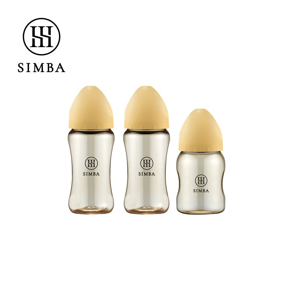 蘊蜜鉑金PPSU寬口防脹氣奶瓶輕奢組(2中1小)-新生適用-旦黃