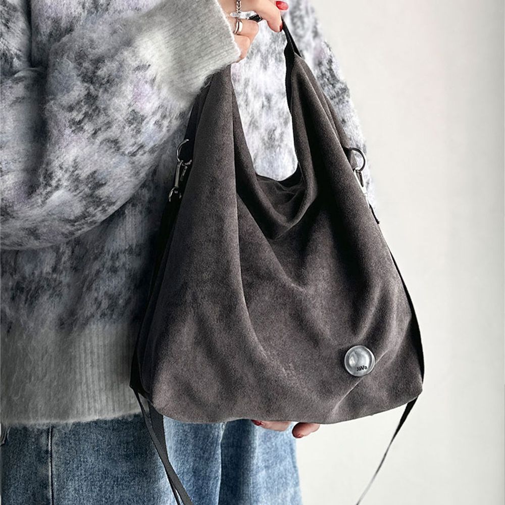 2way俐落美型麂皮感肩背/側背包-炭灰