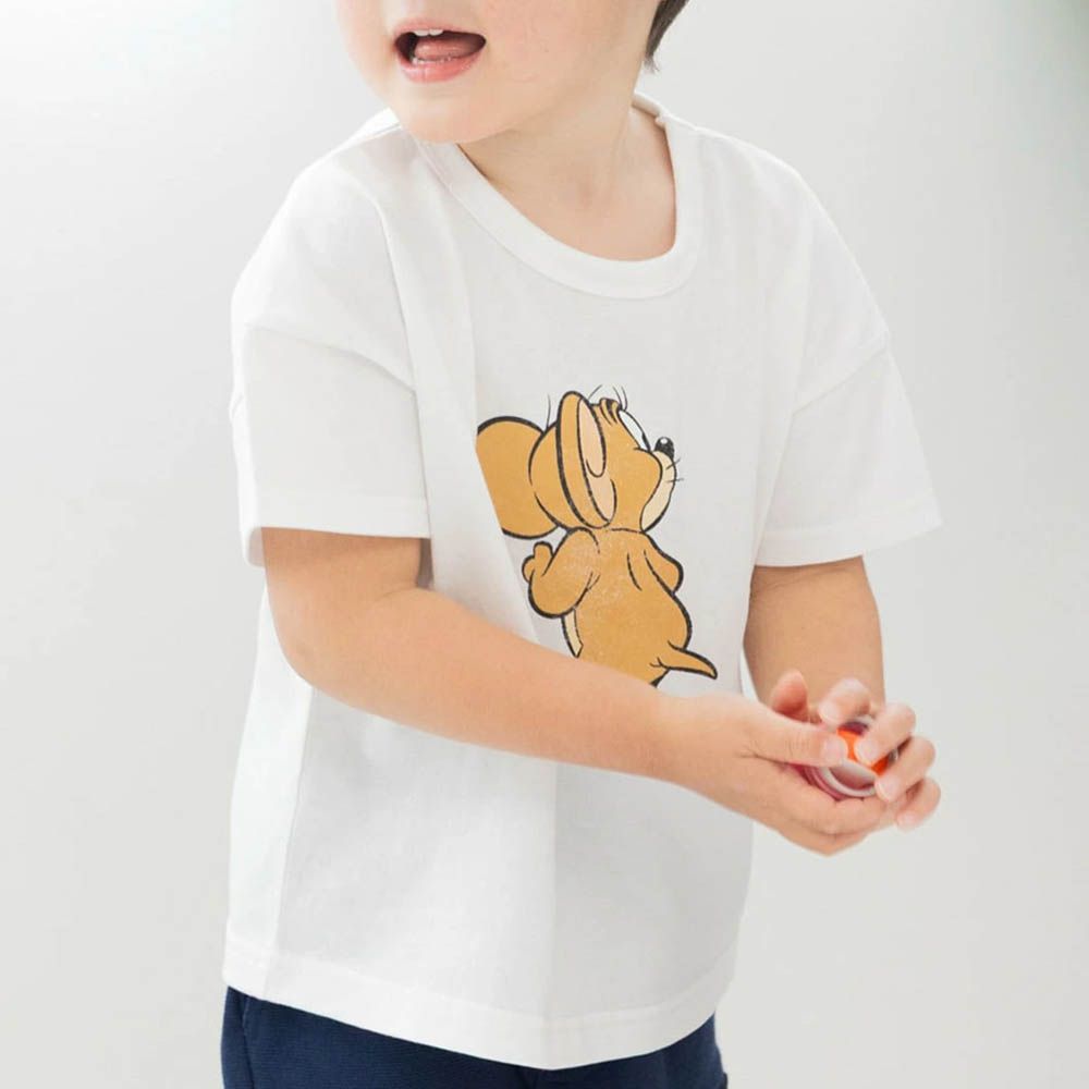 湯姆貓傑利鼠限定短袖上衣-傑利鼠-白