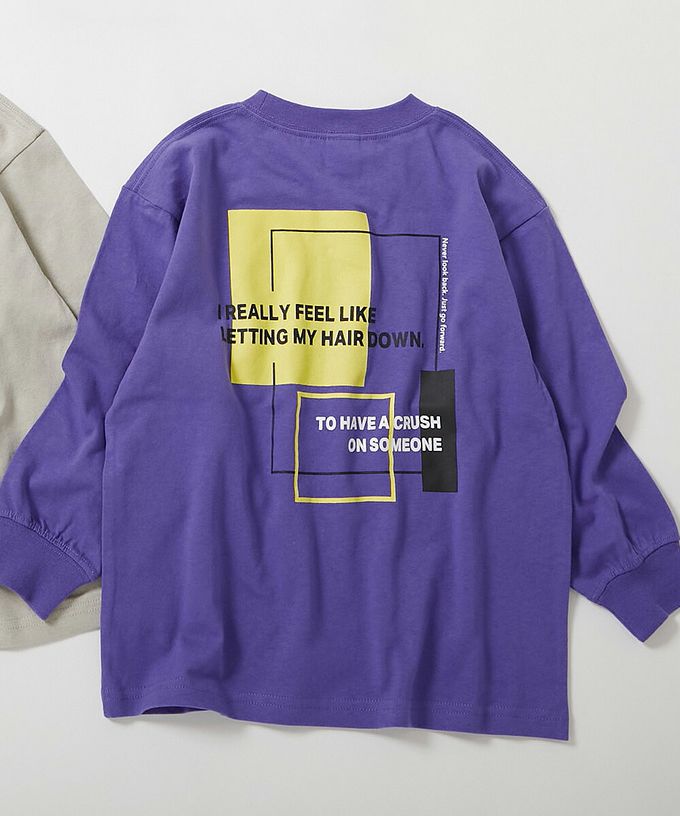 日本 devirock - 100%棉 定番印花寬版長袖上衣-胸前logo-灰棕