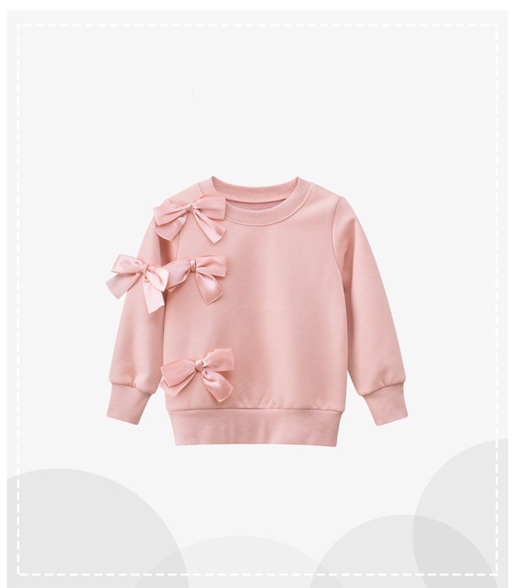 加絨長袖大學T-蝴蝶結-粉色