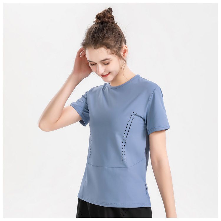 S~4XL寬通透氣運動短袖上衣-藍色
