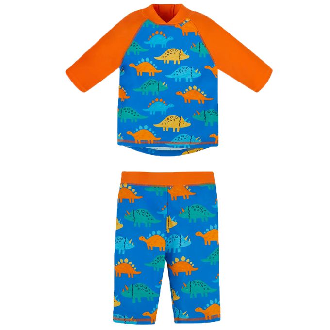 英國 JoJo Maman BeBe - 嬰幼兒/兒童兩件式防曬泳裝-恐龍圖鑑