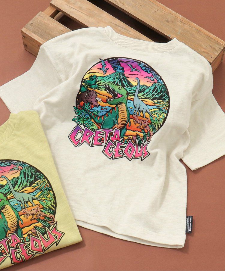 日本 BREEZE - 聯名款 衝浪風恐龍印花短袖上衣-白