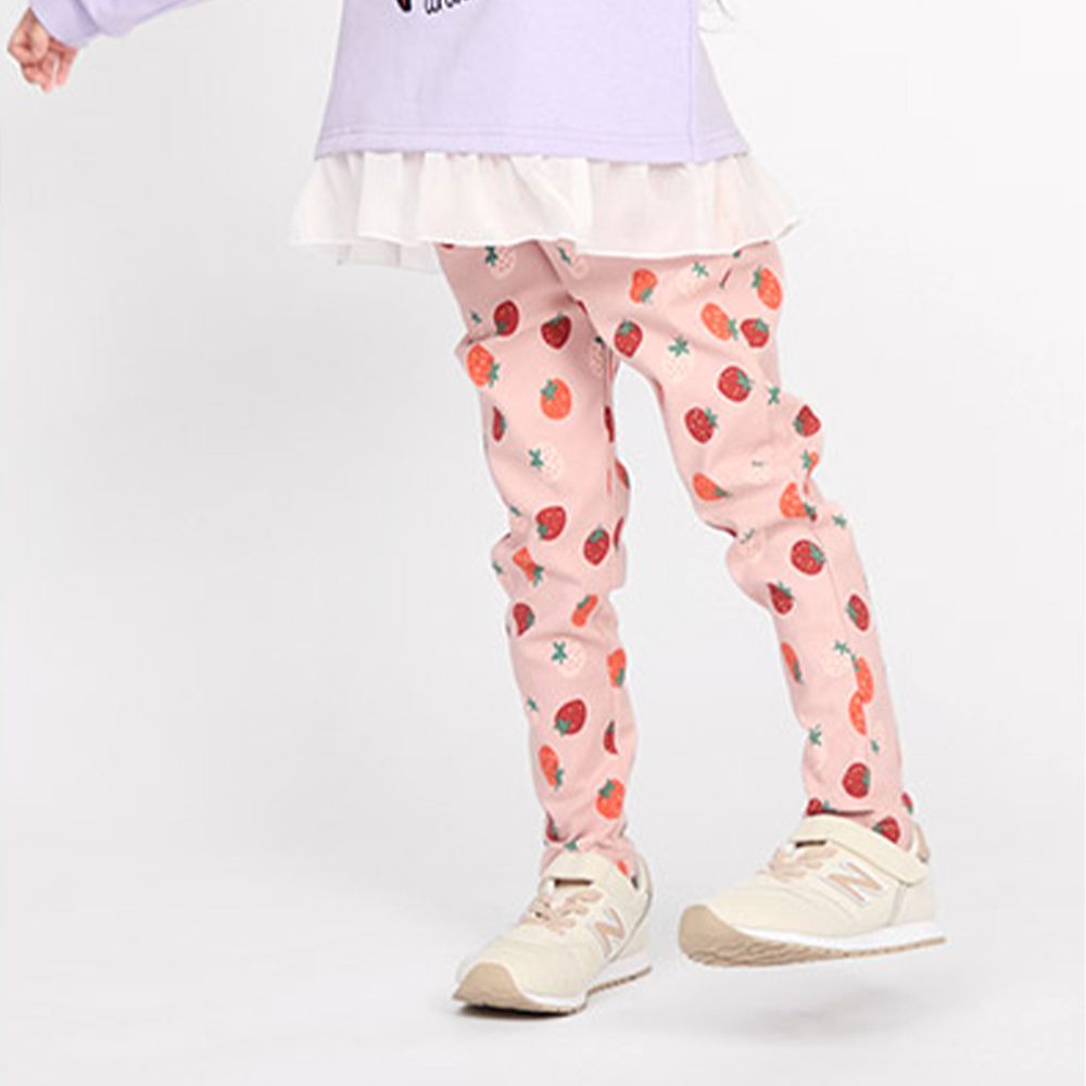 裏起毛 超彈力舒適長褲-草莓-粉紅