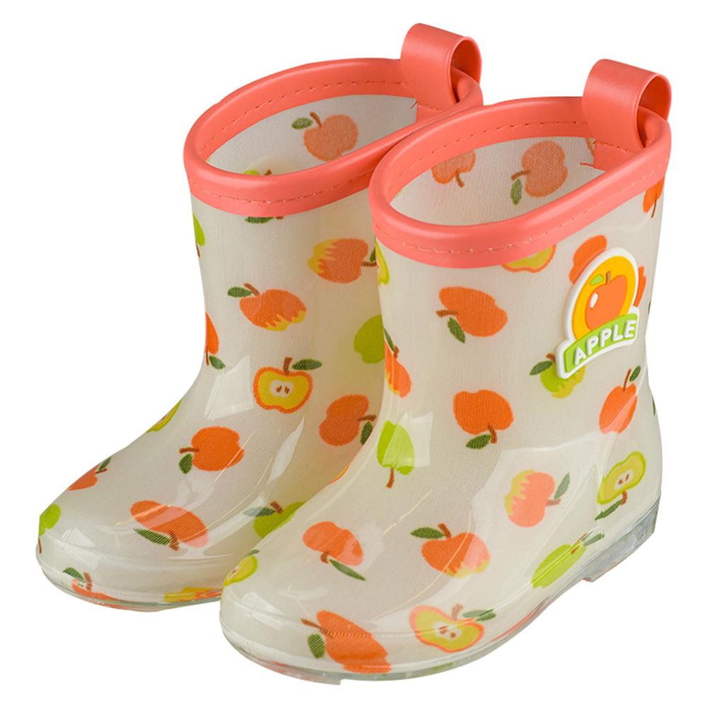 akachan honpo - 雨鞋 左右腳易分辨-蘋果-粉紅色