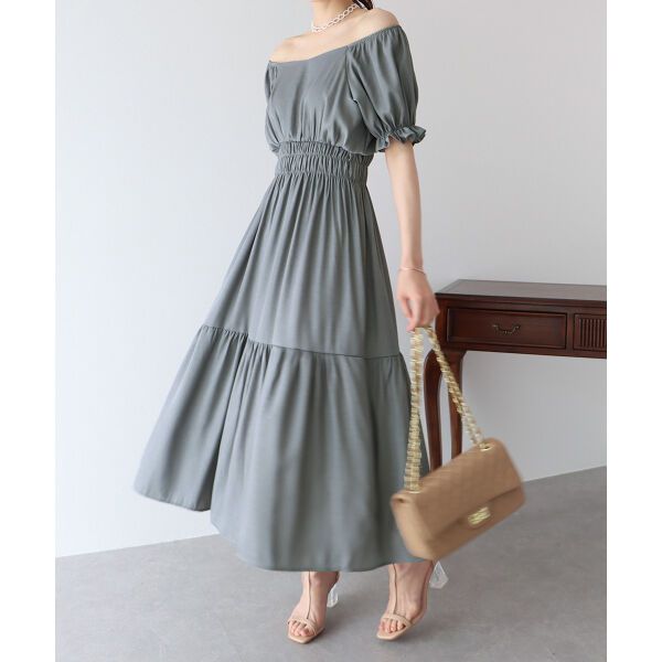 日本 BLUE EAST - 甜美氣質泡泡袖收腰洋裝-薄荷綠