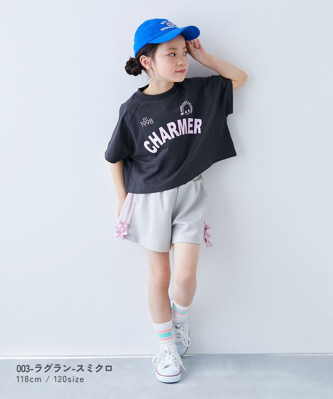 日本 devirock - 女孩運動風設計款短袖上衣-CHARMER-黑x粉白