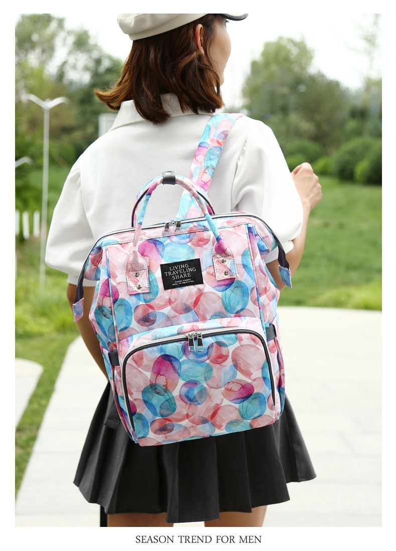 繽紛大容量媽媽包/後背包-獨角獸-淺綠色 (39x25x17cm)