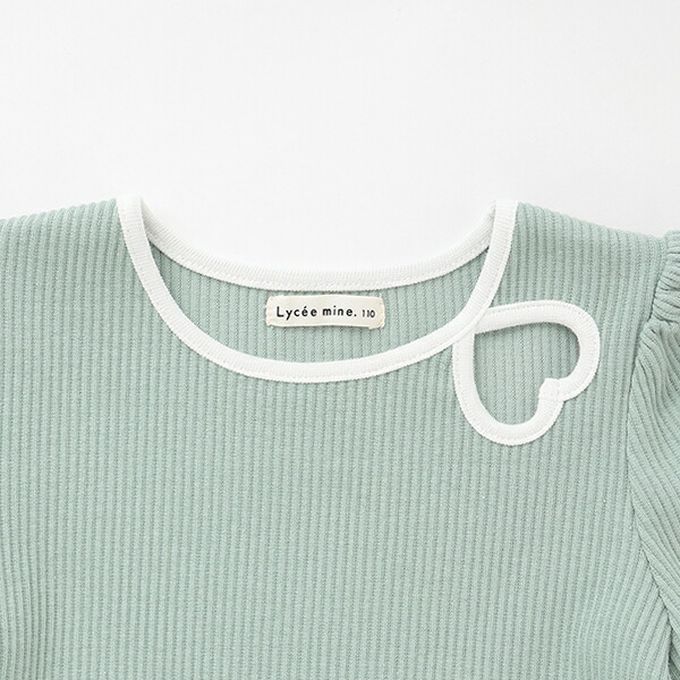 日本 Lycee mine - 愛心鏤空羅紋長袖上衣-粉紅