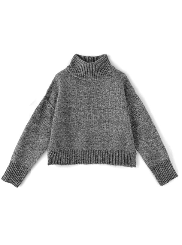 日本 GRL - 聯名款 慵懶落肩修身毛衣-深灰 (F)