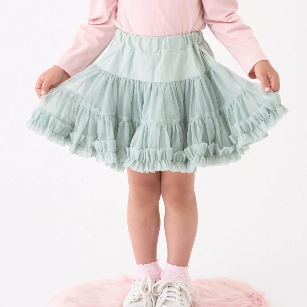 高級蕾絲 夢幻蓬蓬短裙(含安全褲)-薄荷綠