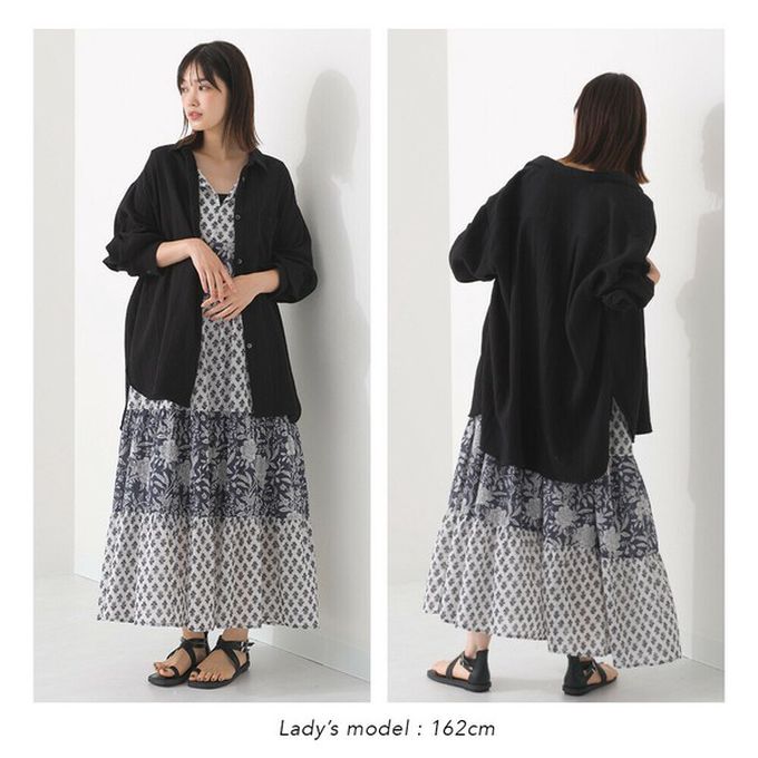 日本 OMNES - 100%印度棉 二重紗簡潔百搭襯衫-白