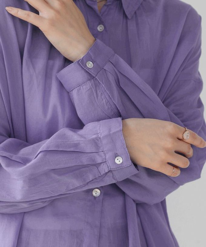 日本 Bab - 100%印度棉 柔軟輕盈寬版襯衫-薰衣草