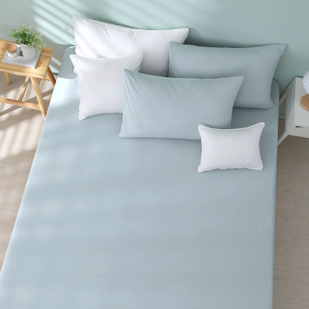 馬卡龍極致冰心涼感床包枕套組-冰石灰-雙人特大