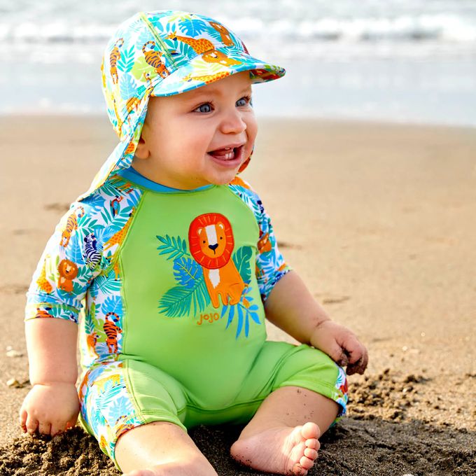 英國 JoJo Maman BeBe - 嬰幼兒/兒童連身式防曬泳裝-叢林探險