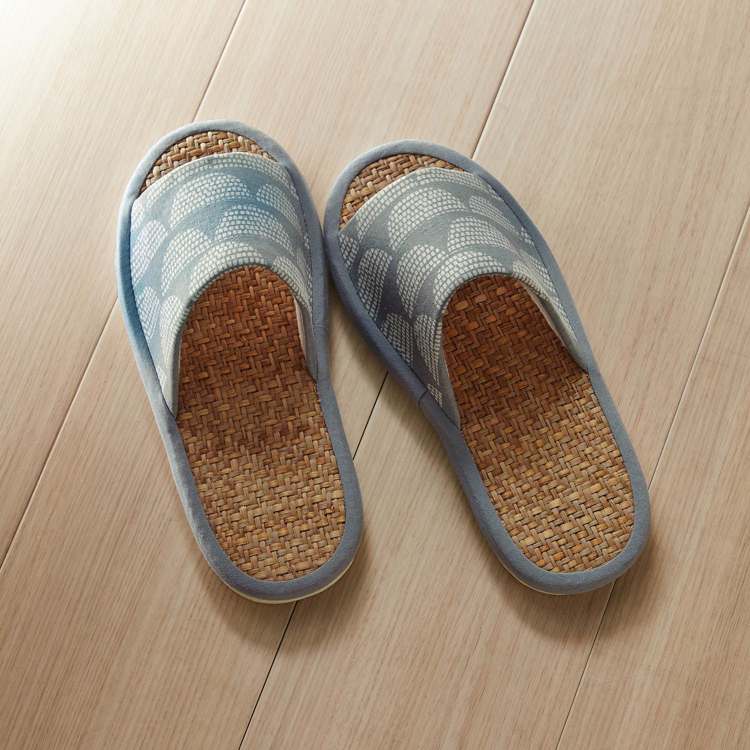 日本千趣會 - 北歐風清爽亞麻室內拖鞋-雲朵-灰藍