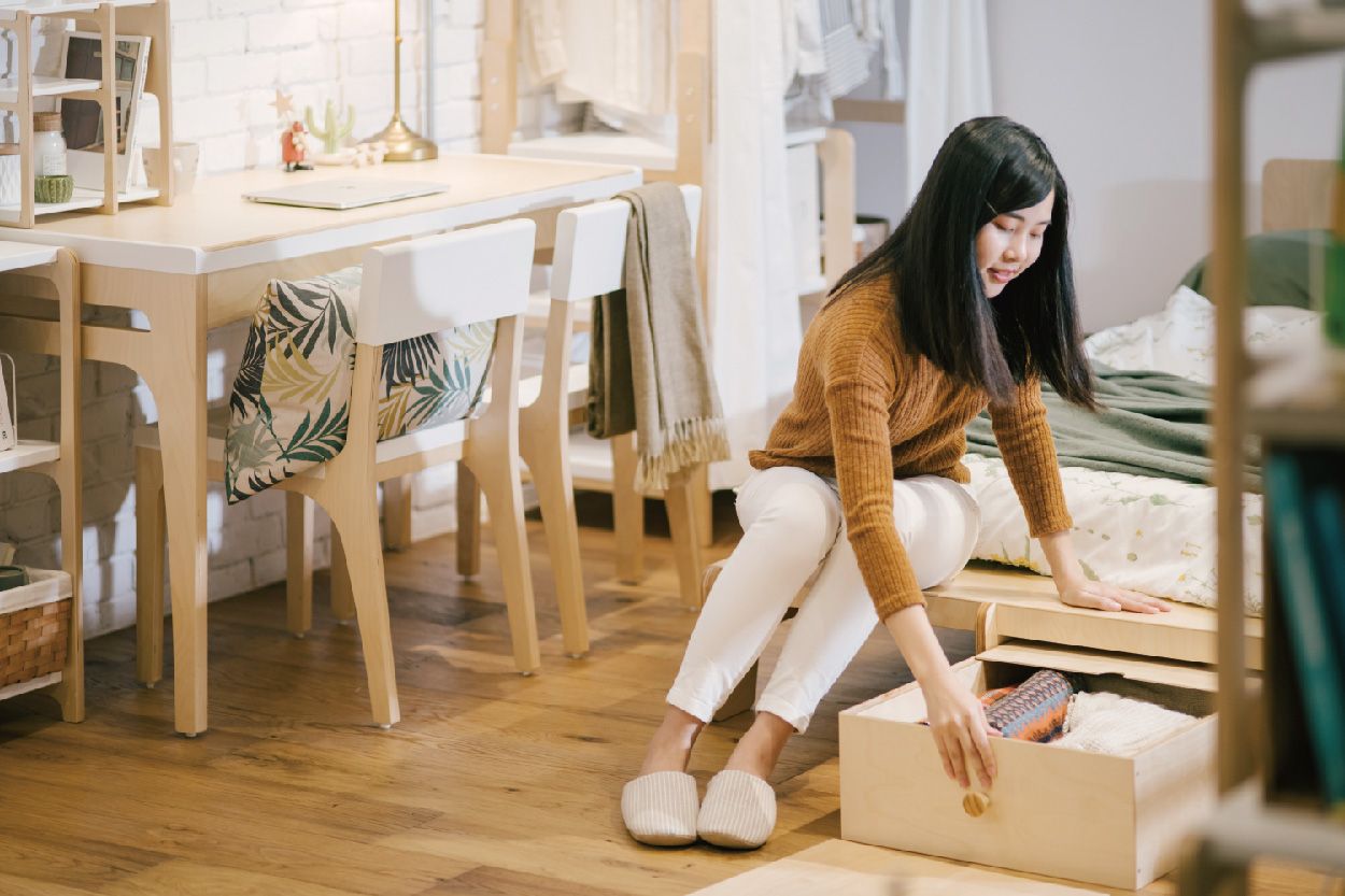 走走家具 - 床架配件-床底置物木箱-原木色 (44.5 /74 / 18.5 (cm))