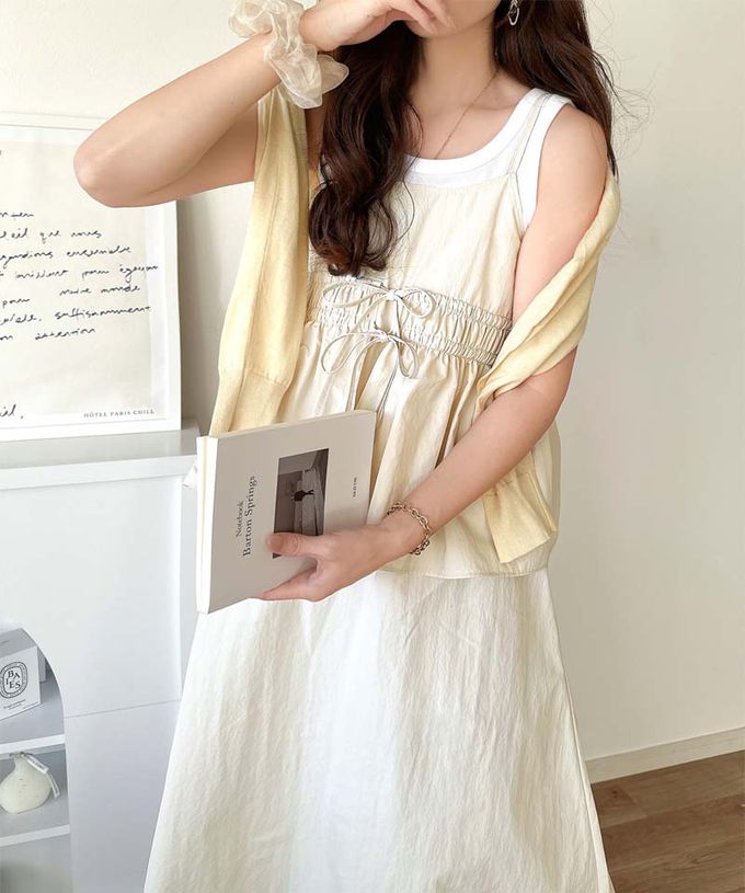 日本 Classical Elf - 假二件可愛皺摺荷葉吊帶洋裝-黑