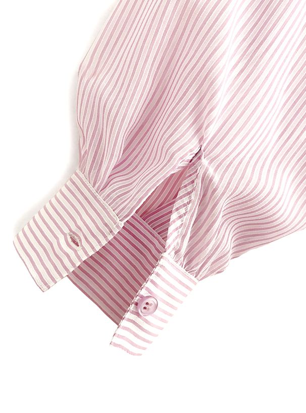 日本 GRL - 可愛後綁帶翻領長袖襯衫-簡約黑 (F)