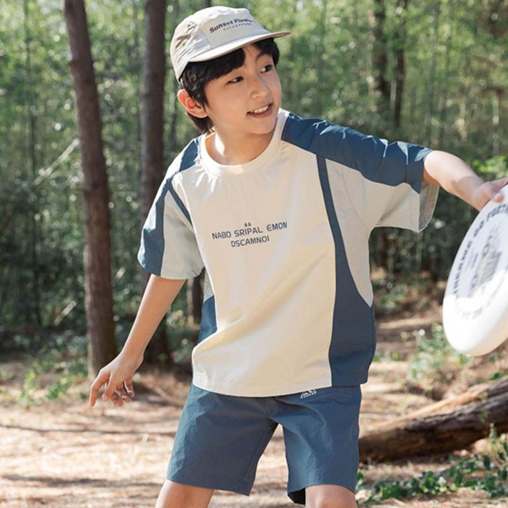 3S快速吸濕排汗短袖上衣-拼色-米杏