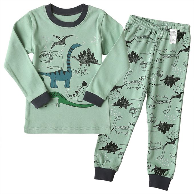 正韓 Puco - 超優質嬰幼兒/兒童長袖100% 有機純棉家居服/睡衣-恐龍塗鴉