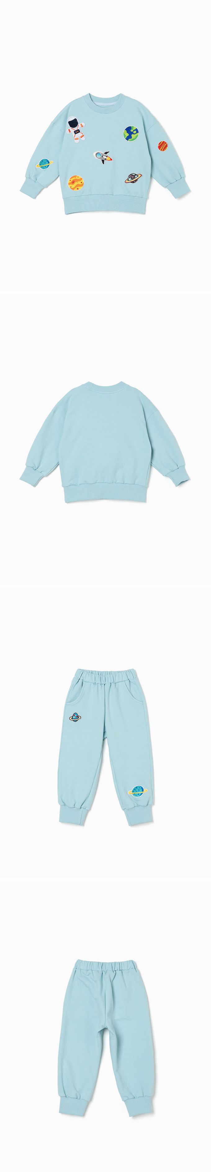 韓國 OZKIZ - 太空宇宙遊休閒長袖套裝-天空藍