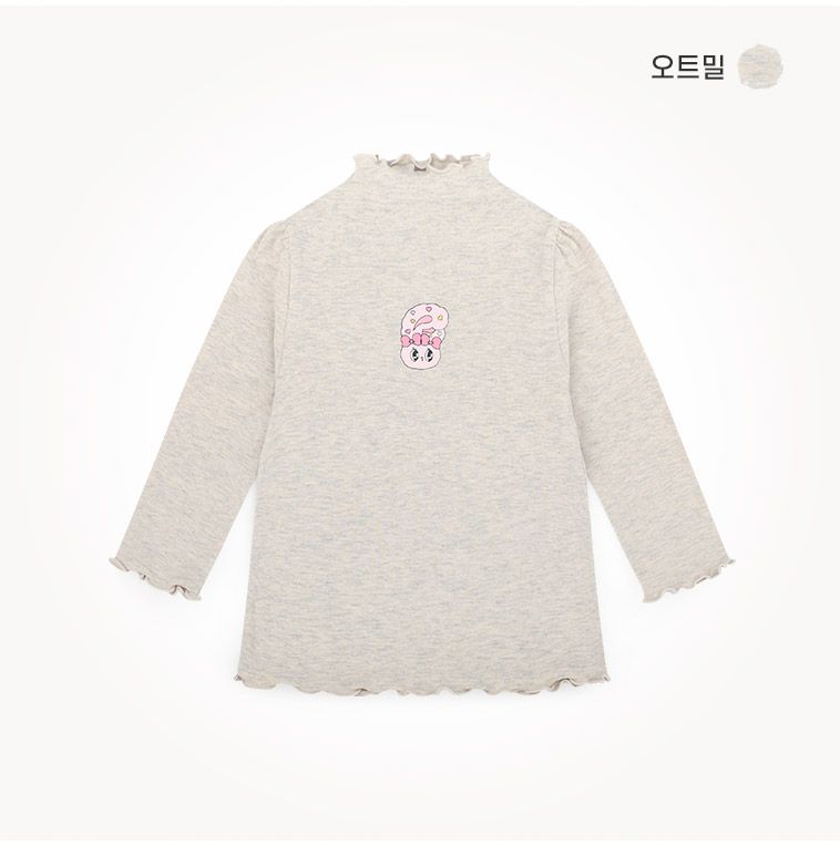 韓國 milk mile - (聯名款)卡通印木耳捲邊長袖上衣-淺紫