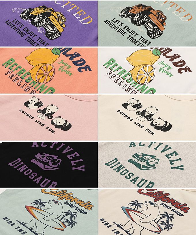 日本 Chil2 - 100%棉 可愛印花短袖上衣-越野車-紫