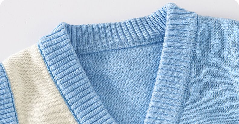 舒適V領百搭針織排釦背心-老虎-黃色