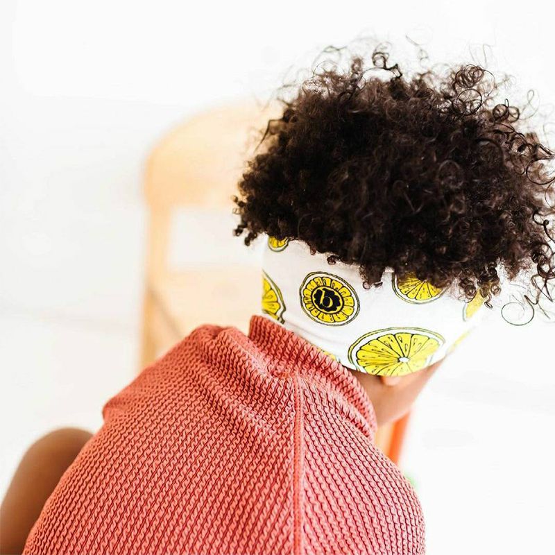 美國baby bling - 純手工極優雅細緻輕柔微彈性/毫無束縛感蝴蝶結髮帶/髮飾_印花菲比系列-檸檬香氣