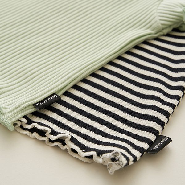 日本 Lycee mine - 迷你刺繡羅紋捲邊時尚短上衣-奶油黃