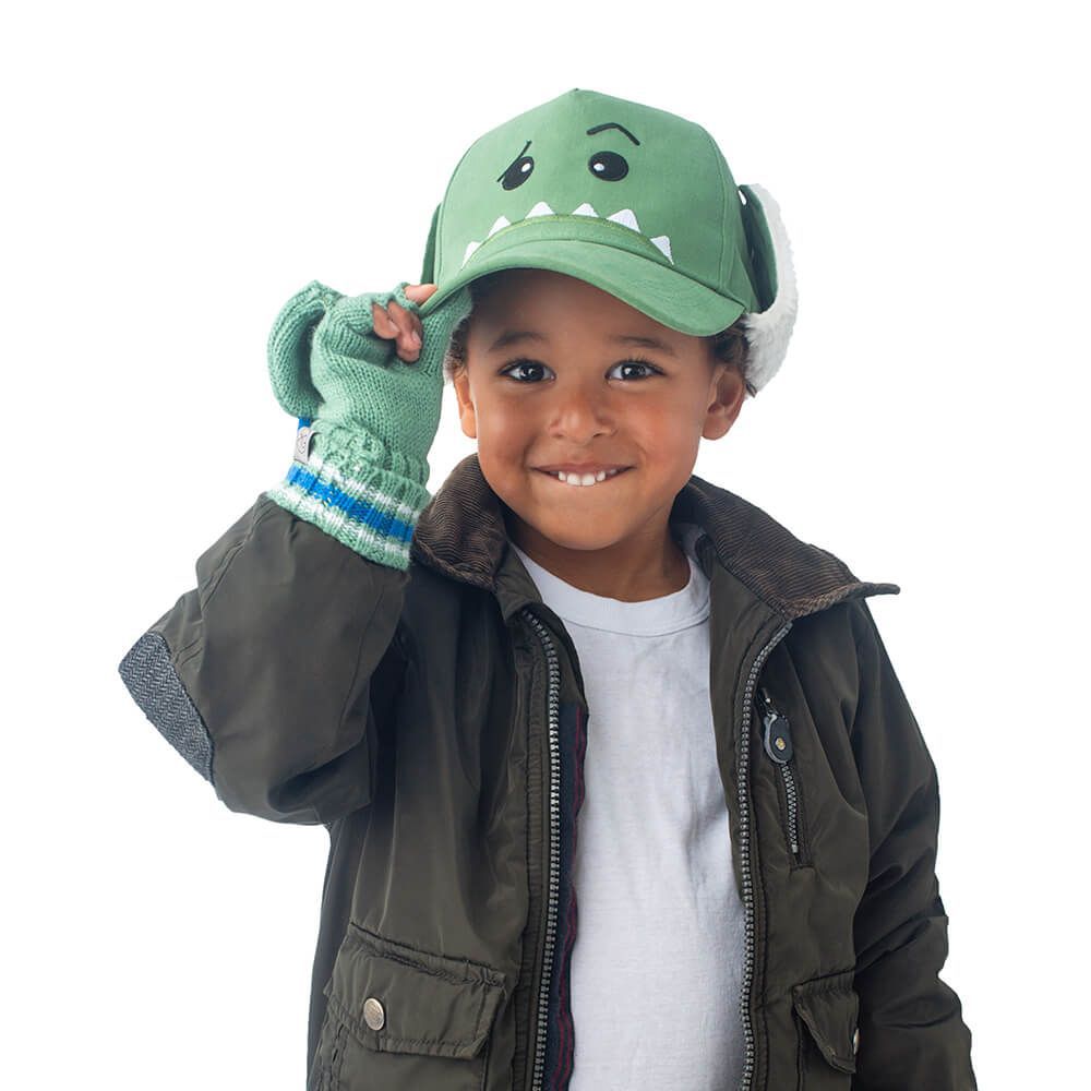 加拿大 flapjackkids - 3D造型遮耳棒球帽-恐龍 (4y-6y)