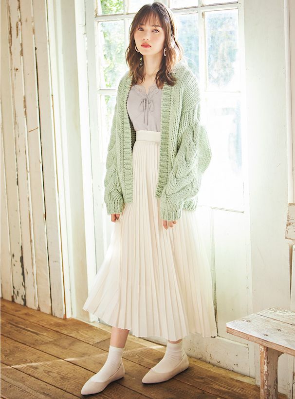 日本 GRL - 綁帶蕾絲V領無袖背心/內搭-淺杏粉