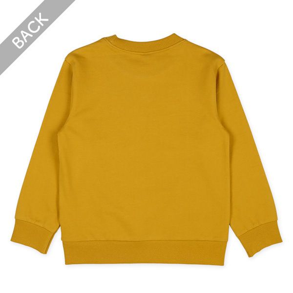 日本西松屋 - 裏毛圓領印花長袖上衣-LOUISIANA-芥黃