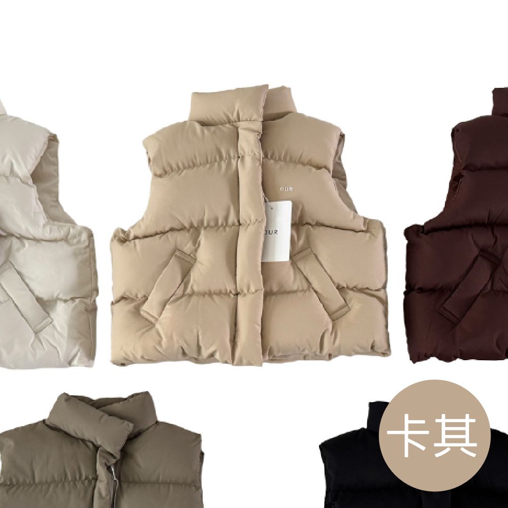 OUR (成人款)蓬鬆柔軟保暖科技羽絨背心-卡其 (ADULT/FREE)