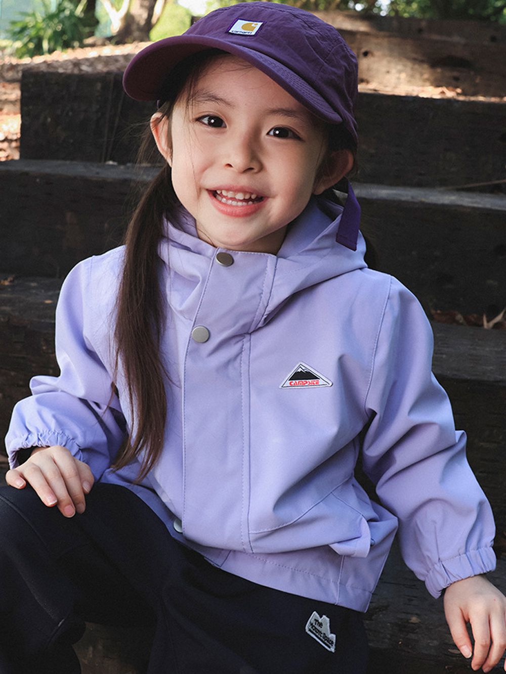 防潑水連帽衝鋒外套-紫色