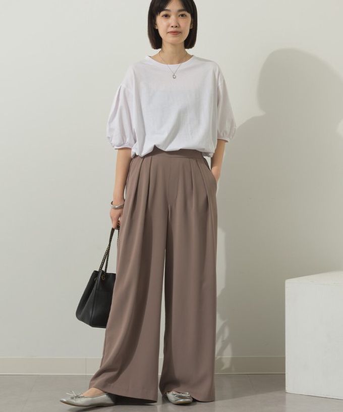 日本 Sans Souci 34+ - 絲滑混棉 可愛泡泡袖上衣-煙燻藍