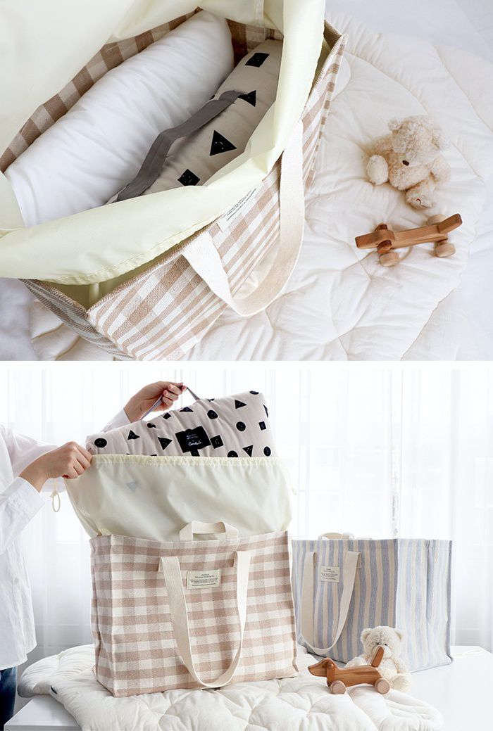 韓國 Conitale - 大容量防潑水束口購物袋/野餐袋/旅行袋-深藍 (46X35X25cm)