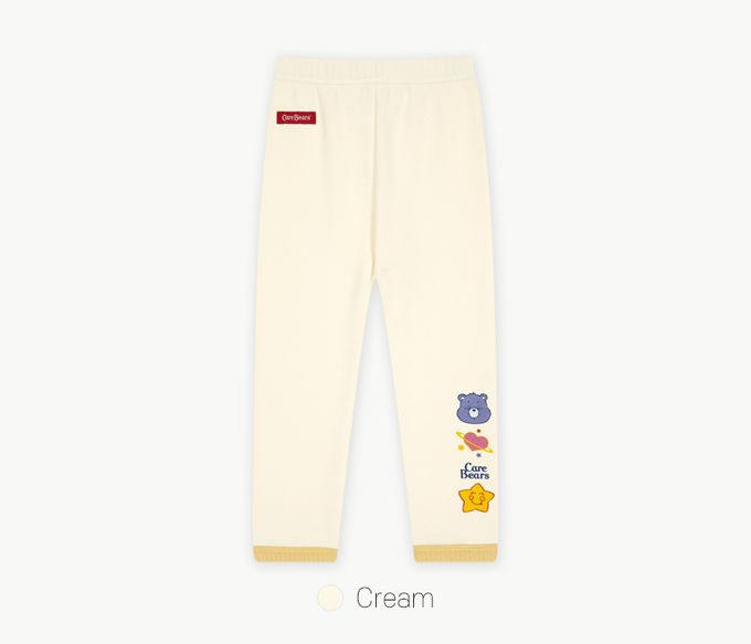 韓國 Care Bears - 鬆緊腰聯名款彈力內刷毛內搭褲-行星-奶油米