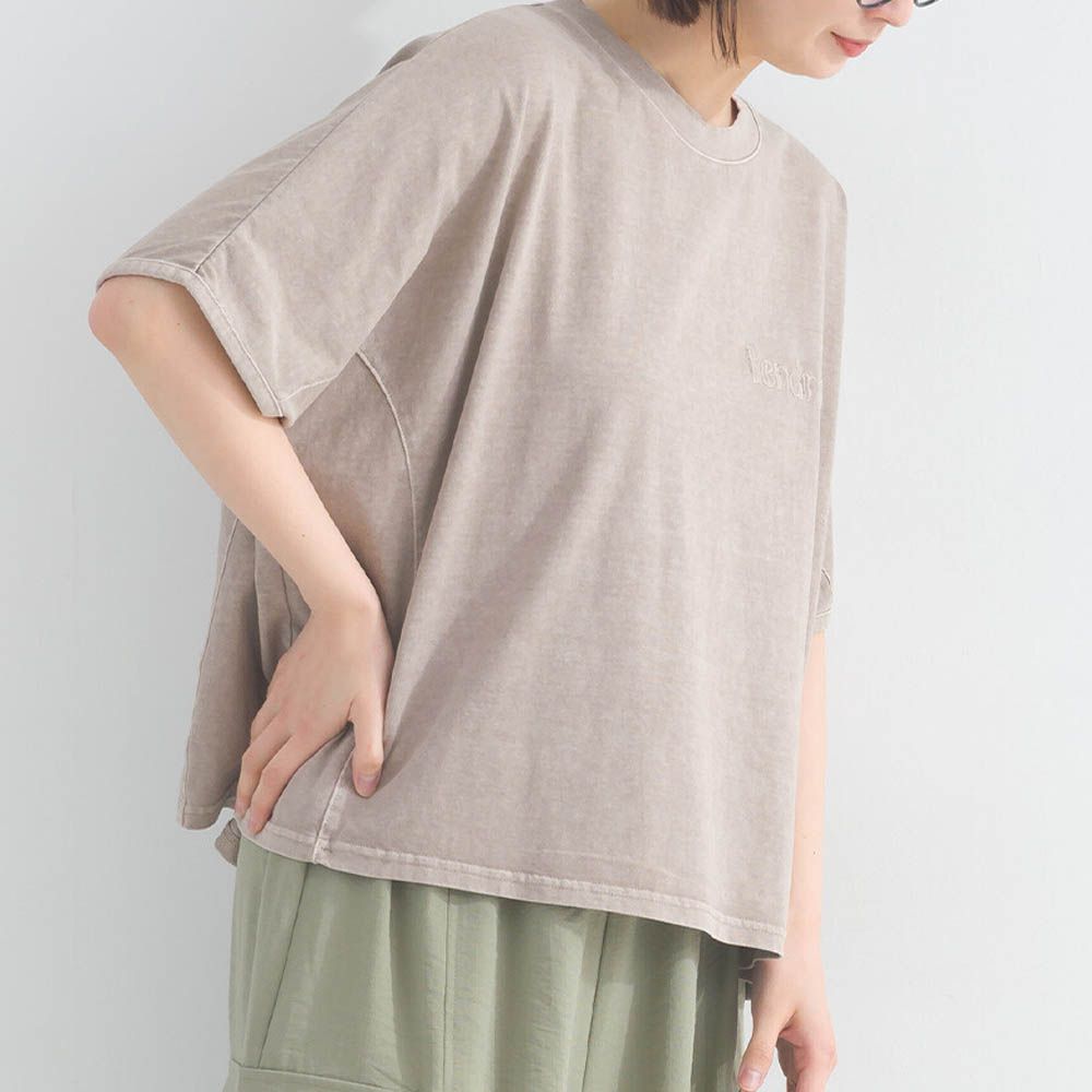 16支天竺棉 復古寬版短袖上衣-淺棕