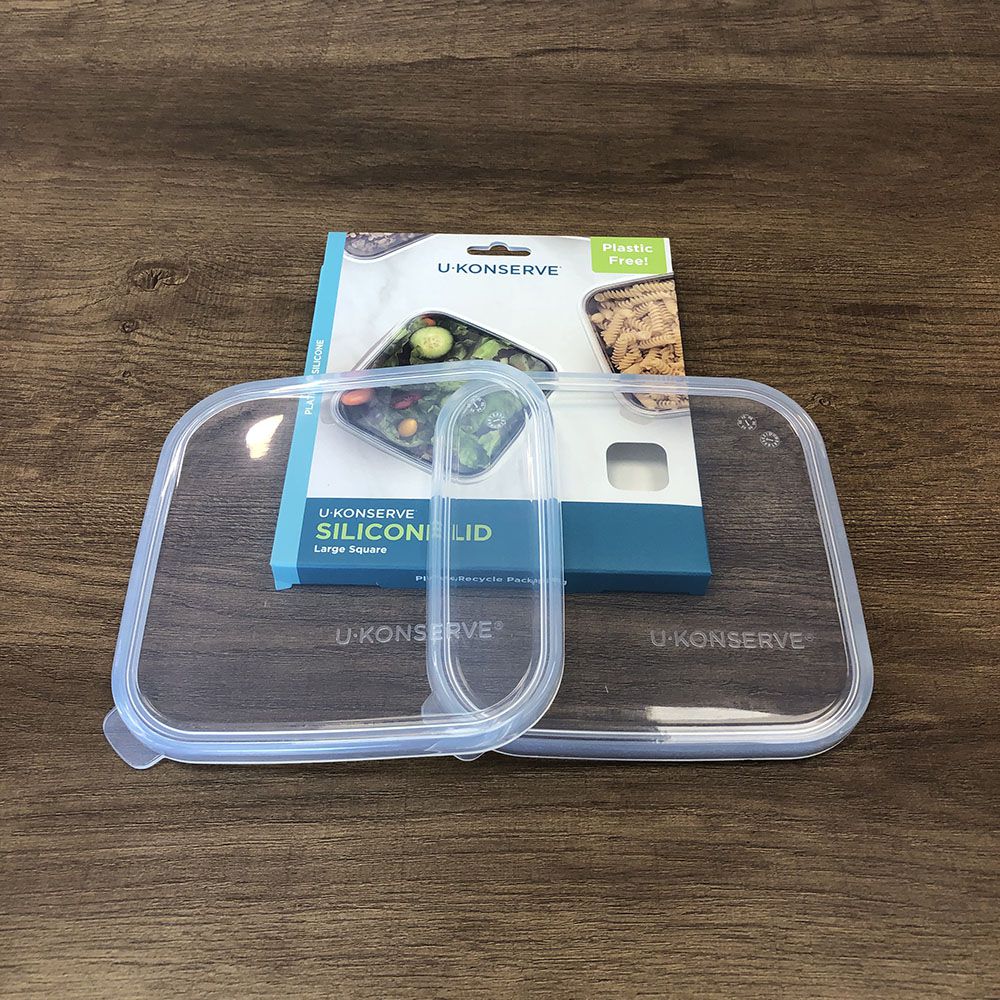 方形防漏鉑金級矽膠保鮮盒蓋 1500ml-透明兩入組