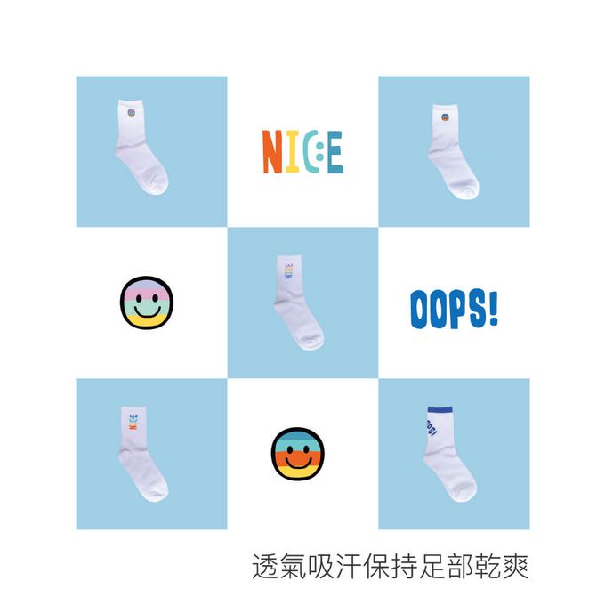 貝柔 Peilou - 貝柔抑菌消臭3/4長襪3入組-(微笑 / OOPS / NICE)-顏色隨機 (22-26cm)